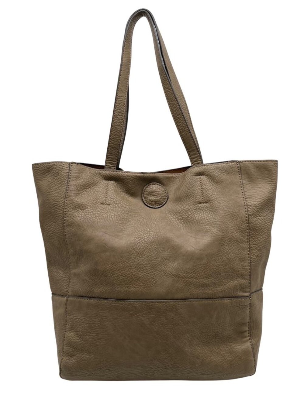 Joy Susan Taupe Vegan Leather Large Tote Bag